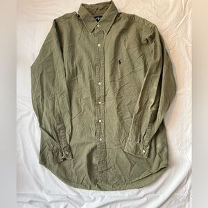 Ralph Lauren Men's Sage Green Button-Down Shirt 62% silk 38% cotton BLAKE